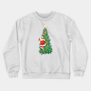 Santa Decorating Christmas Tree Crewneck Sweatshirt